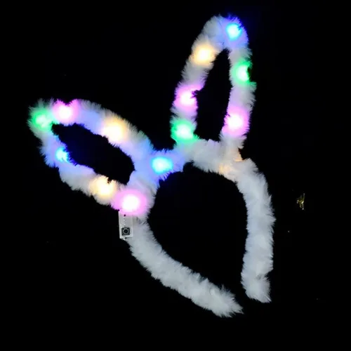 Vista 5 de Werhonton Light Up Headbands LED Bunny Ears Head bands Luminous Headdress Party Hair Accessories for Women and Girls (2pcs)