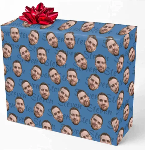 Vista 21 de M YESCUSTOM Papel de regalo con fotos personalizadas, papel de regalo para el Día de la Madre, Día del Padre, cumpleaños, Navidad