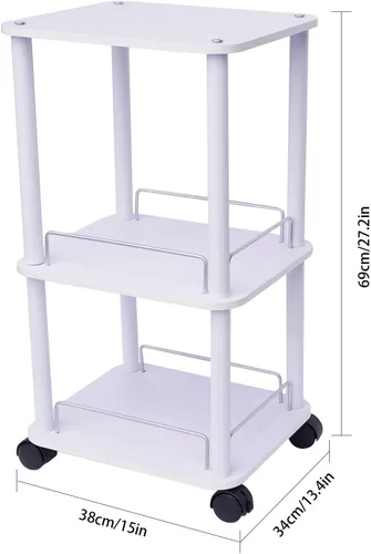 Vista 5 de Carrito rodante de 3 niveles, carrito utilitario, organizador de carrito de arte, carrito de servicio, fácil montaje para baño, habitación