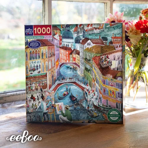 Vista 13 de eeBoo Rompecabezas de 1000 piezas, rompecabezas de artistas en Venecia para adultos, cuadrado de 23 x 23 pulgadas, fabricado con tablero reciclado