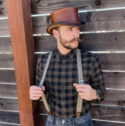 Vista 7 de American Hat Makers Hampton - Sombrero de cuero para hombre y mujer, sombrero de ala ancha moldeable