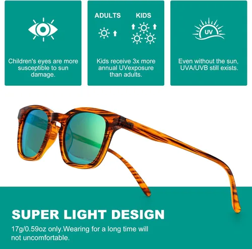 Vista 7 de Lentes de sol para niños, lentes de sol polarizados retro de los años 80 para niños y niñas, A Strip Demi, talla única
