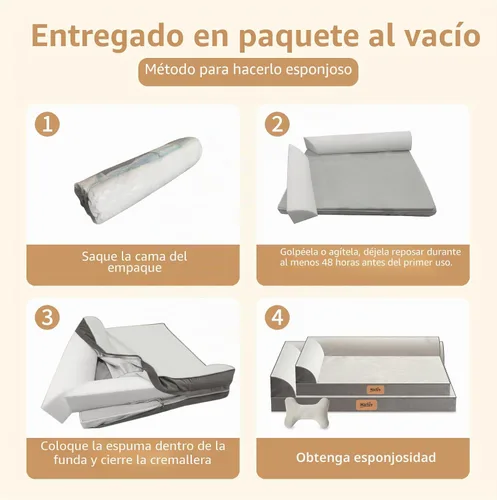 Vista 5 de Cama grande para perros con espuma viscoelástica de gel refrescante, cama ortopédica impermeable para mascotas con funda lavable y parte inferior
