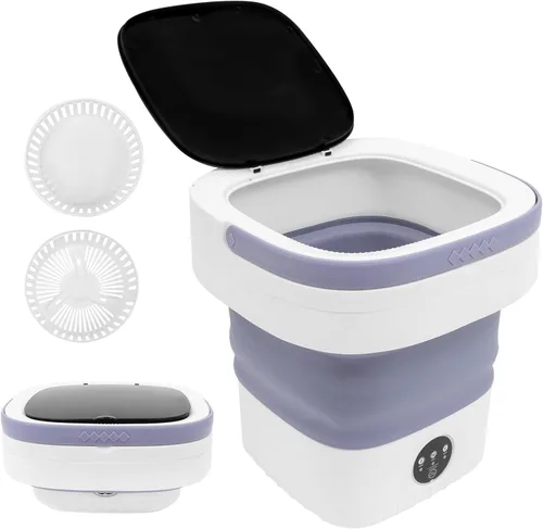Vista 10 de Lavadora portátil, 12L mejorada con cesta giratoria, mini lavadora plegable con 3 modos de limpieza pequeña para ropa de bebé, ropa