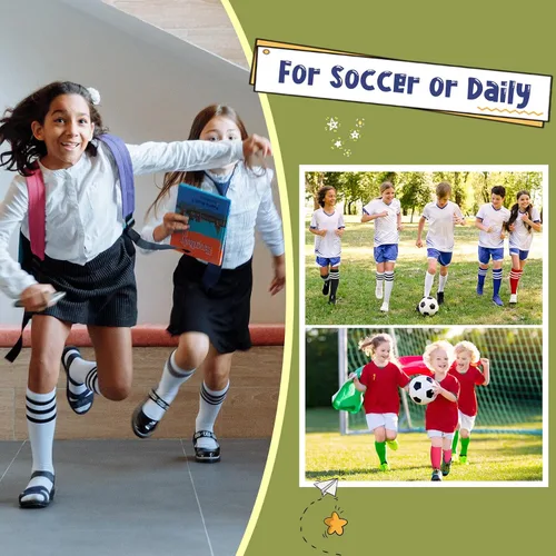 Vista 5 de Durio Calcetines de fútbol para niños, calcetines de fútbol de algodón suave para niños y niñas, calcetines deportivos hasta la rodilla