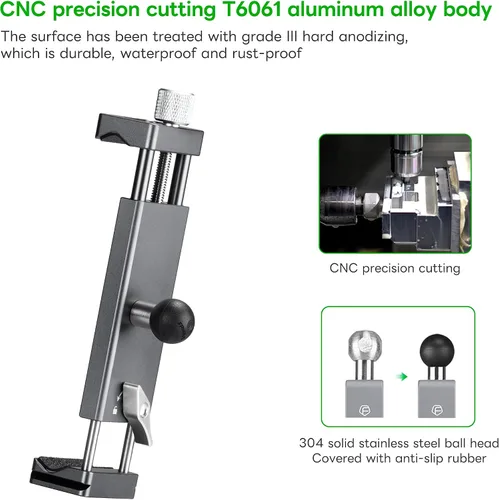 Vista 9 de FANAUE Soporte para iPad con cabezal de bola de 0.669 in para trípode, compatible con brazo de doble enchufe y soporte para automóvil, soporte