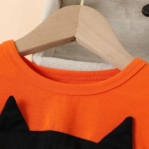Vista 8 de Vestido de princesa de tul de malla de tul de manga larga para niños pequeños (naranja, 2-3 años)
