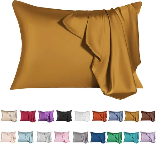 Vista 33 de Funda de almohada de seda de morera para cabello y piel - Funda de almohada de seda refrescante con cremallera oculta, de doble lado, suave