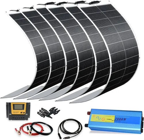 Vista 10 de XINPUGUANG Kit de sistema flexible de panel solar de 200 W 12 V, módulo de fibra de vidrio monocristalino de 2 x 100 W, cable de extensión