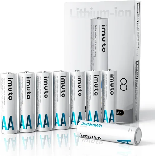 Vista 9 de imuto Cargador de batería AA recargable, cargador inteligente AA compatible con batería recargable de litio y NiMH, carga independiente de 8