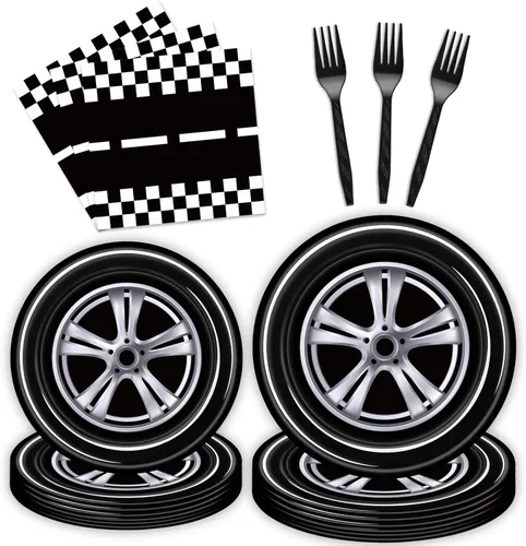 Vista 12 de 96 piezas de platos, servilletas y tenedores para fiesta de cumpleaños azul, verde, plateado, juego de vajilla desechable de papel con temática