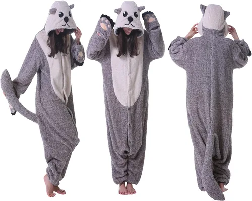 Vista 2 de SimZoo Adult Animal Onesie Pajamas, Men and Women's Animal Cosplay Costume Sleepwear, One-Piece Unisex Homewear