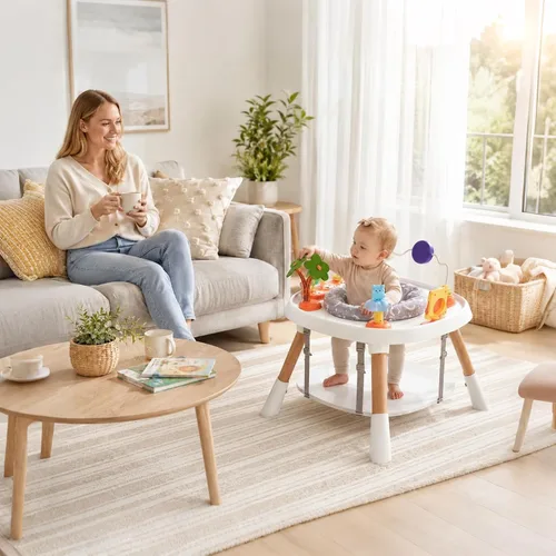 Vista 9 de Baby Activity Center, 6-in-1 Stationary Standing Table for Baby 6-36 Month Light Wood Tone