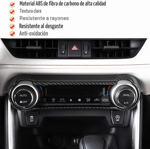 Vista 5 de para RAV4 ABS Fibra de Carbono con Textura de Grano Marco del Panel de Cobertura del Botón del Interruptor de Aire Acondicionado A/C Control Central