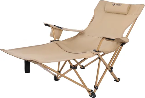 Vista 8 de VILLEY Silla de camping reclinable, silla plegable para exteriores