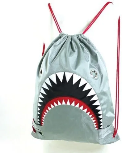 Vista 2 de WonderMolly Mochila con cordón de nylon resistente al agua Great White Shark Knapsack, Gris, Cordón