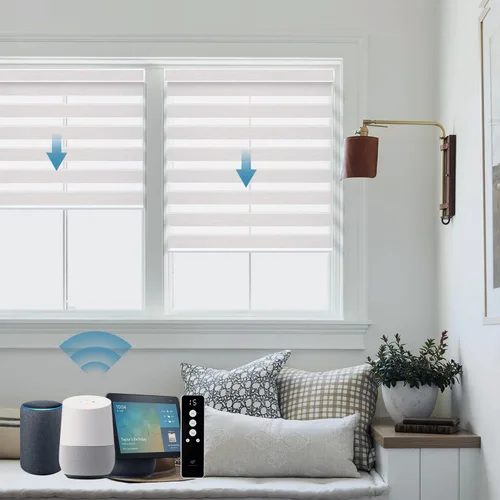 Vista 16 de SmartWings - Persianas motorizadas de cebra con control remoto, persianas de filtrado de luz inteligentes y semitransparentes para ventanas