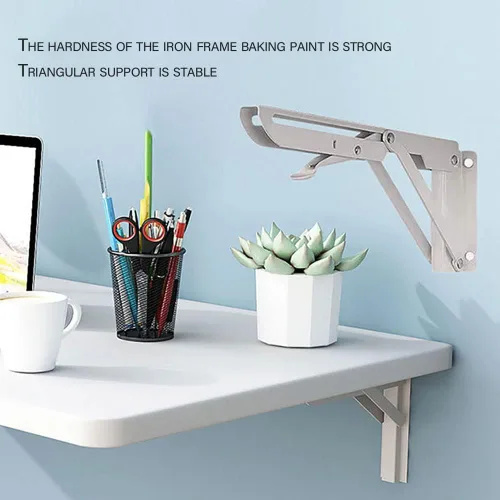 Vista 4 de Mesas plegables, banco de trabajo plegable para montar en la pared, mesa de madera montada en la pared, soporte resistente, mesa de pared estable