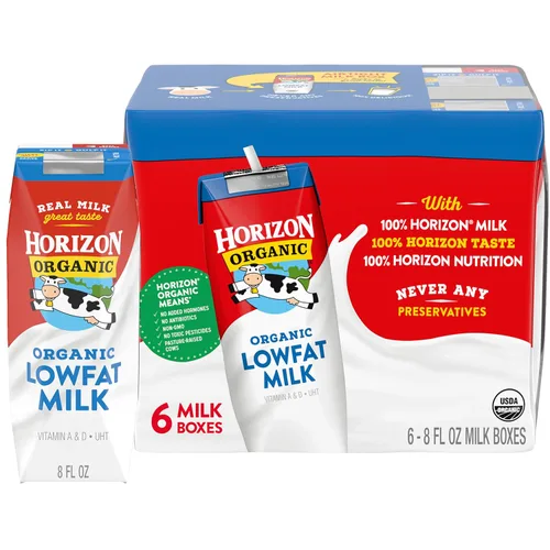 Vista 28 de Horizon Organic Cajas de leche bajas en grasa, fresa, 8 onzas, paquete de 6 8g Protein per Serving, 1% Lowfat, USDA Organic, No Refrigeration