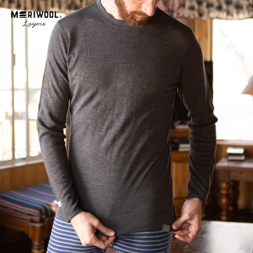 Vista 6 de MERIWOOL - Camisa térmica de manga larga para hombre, 100% lana merino