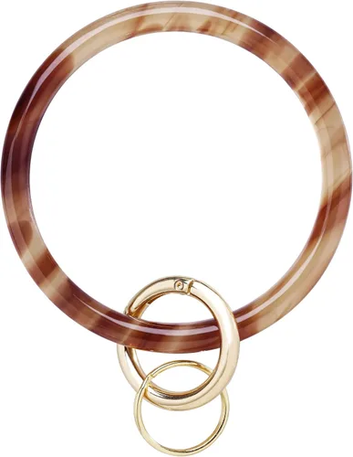 Vista 16 de Mymazn Llavero pulsera pulsera llavero brazalete brazalete llavero brazalete llavero para mujer, llavero redondo de acetato Tortuga clásica