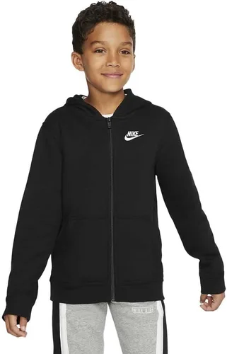 Vista 3 de Sudadera Nike NSW Club con capucha para niño, con cremallera, Negro, XL