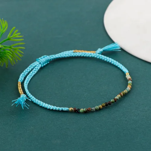 Vista 31 de Natural Beads Braided Bracelet, Energy Healing Crystals, Birthday, Gift for Her, Resizable Hand Braid Rope Thread Protection Bracelet for Men