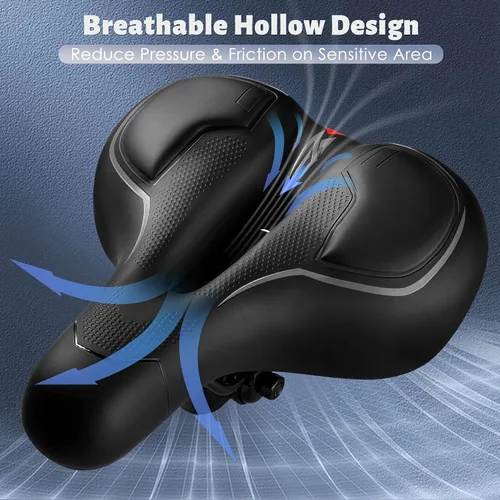 Vista 5 de IPOW Asiento de bicicleta cómodo para mujeres u hombres, repuesto de silla de bicicleta acolchado suave de espuma viscoelástica de alta densidad