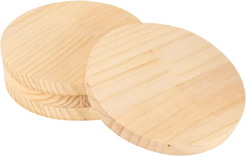 Vista 11 de Paquete de 4 placas redondas de madera de 4 pulgadas, placa circular de madera sin terminar de 3/4 pulgadas de grosor, base de madera de pino