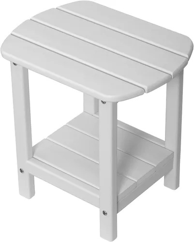 Vista 14 de Mesa auxiliar nalone Adirondack 16.5" Mesa lateral de exterior de plástico HDPE Doble mesa auxiliar Adirondack Mesa pequeña para patio (Aruba)