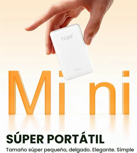 Vista 3 de TG90° Banco de energía ultra delgado de 5000 mAh, enchufe de CA incorporado Blanco