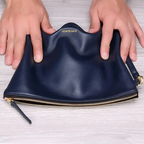 Vista 6 de DORIS&JACKY Bolso de mano de piel de cordero para mujer, grande, suave, con correa