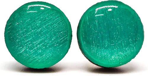 Vista 30 de Juego de Aretes de Tuercas, Brillo, 10 mm, Tuercas Redondas para Mujeres, Niñas y Hombres, Hecho a Mano, Postes de Acero Inoxidable para Orejas