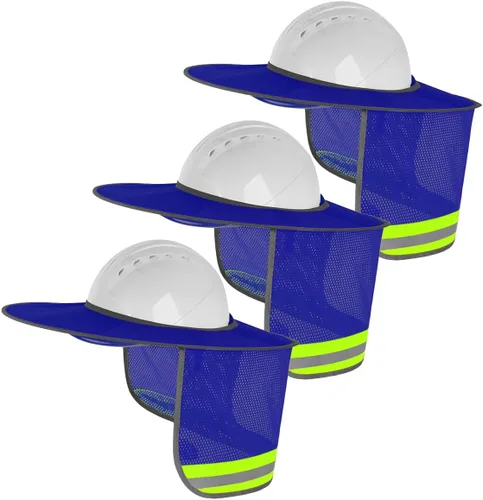 Vista 15 de Paquete de 2 protectores solares para casco duro, protector solar de malla de ala completa para cascos duros, alta visibilidad, reflectante