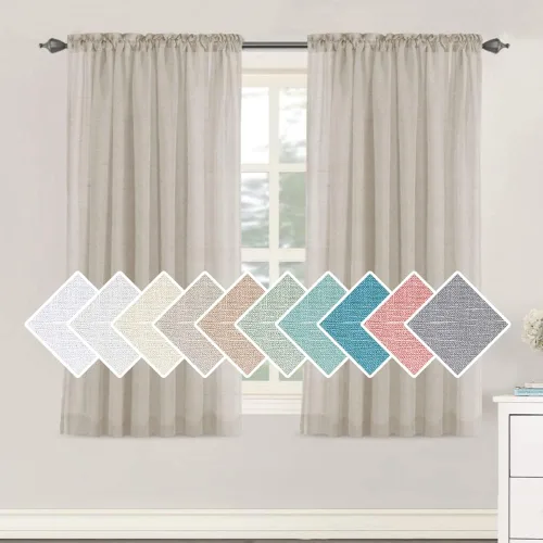 Vista 13 de H.VERSAILTEX - Cortinas de mezcla de lino natural semitransparentes, con bolsillo para cortinero, filtrado de luz, 2 paneles, para sala de estar Gris