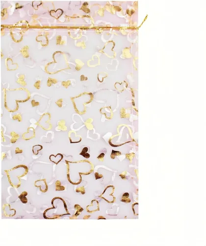 Vista 19 de 8 x 12 pulgadas 100 bolsas de flores de corazón con cordón de organza bolsa de regalo de joyería bolsa de dulces con cordón de regalo de boda