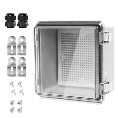 Vista 30 de LeMotech Caja Eléctrica, IP67 Impermeable con Bisagras Cubierta Transparente Pestillo de Acero Inoxidable Caja de Conexiones, Carcasa Eléctrica