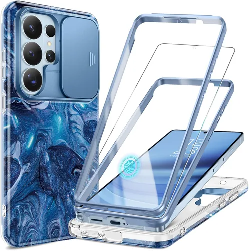 Vista 38 de GVIEWIN para Samsung Galaxy S23 Ultra Funda con cubierta deslizante para cámara, [Protector de pantalla incorporado] [2 Marcos frontales] Funda