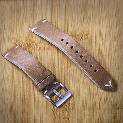 Vista 7 de Hemsut - Correa de reloj de cuero, correa de reloj de cuero Horween para hombre de 18, 19, 20, 21, 22, 0.945in, liberación rápida, hecha a mano