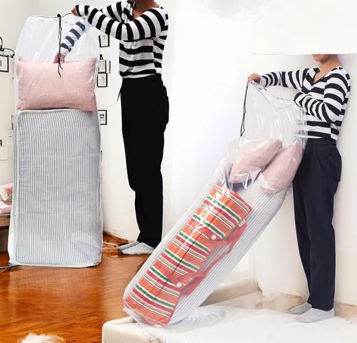 Vista 5 de Bolsas de plástico grandes multiusos con cordón para guardar la bolsa de golf, colchón de picnic bueno para organizar el hogar, juego reutilizable
