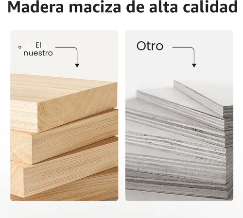 Vista 4 de Lifezone Marco de cama de plataforma de madera tamaño Queen, madera maciza de alta calidad, estructura resistente, patas de 3.78 pulgadas de grosor
