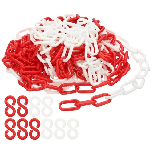 Vista 13 de PATIKIL Cadenas de plástico, cadenas de seguridad de 30 pies, cadenas de plástico negro para barreras, control de multitudes, líneas de cola