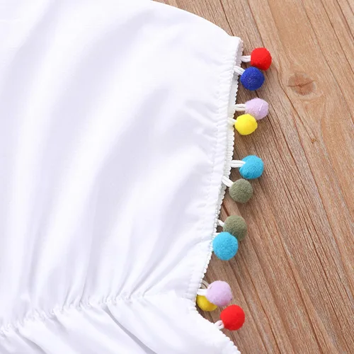 Vista 4 de Traje de baño para niña con borlas, vestido de playa con pompones, ropa de verano