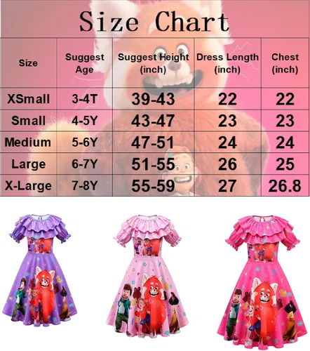 Vista 3 de Vestido de princesa para niñas con dibujos animados de película de panda, ropa de juego