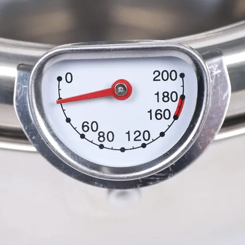 Vista 5 de Olla de freír profunda, freidora de estilo japonés de 2.2L con medidor de temperatura, freidora de acero inoxidable 304 para papas fritas