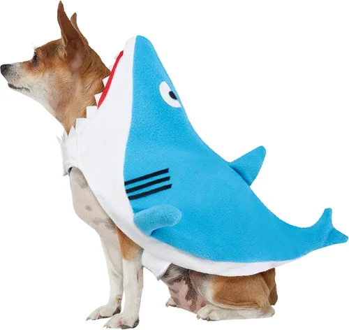 Vista 2 de Rubies Costume Company, Disfraz de tiburón para mascotas, S, Azul, blanco