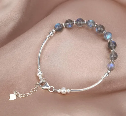 Vista 4 de Jan&Dee Manual Original Labradorite Moonstone Crystal Bracelet