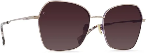 Vista 2 de RAEN - Zhana - Lentes de sol angulares de diseño para mujer con protección UV - Lente de espejo dorado japonés satinadoorquídea (tamaño 2.244in)