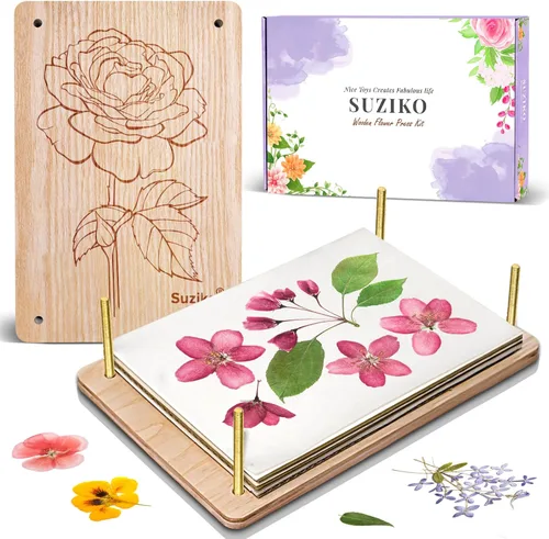 Vista 11 de Suziko Kit de prensa de flores grande para adultos y niños, 10.8 x 6.9 pulgadas, kit de preservación de plantas de flores, arte y manualidades