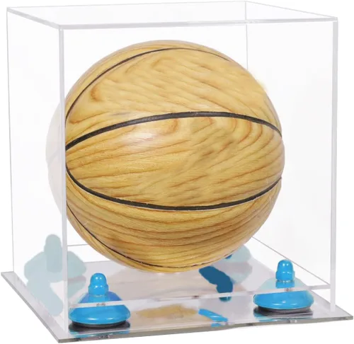 Vista 51 de Better Display Cases Mini acrílico - Miniatura (no tamaño completo) Baloncesto vitrina con elevadores negros y espejo (A015-BR)